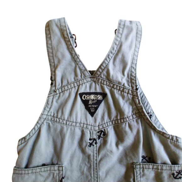 OshKosh Embroidered Anchors Shortalls 6 Months - Picture 4 of 7